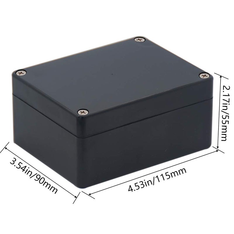 Raculety 2 Pack Project Box IP65 Waterproof Junction Box ABS Plastic Black Electrical Boxes DIY Electronic Project Case Power Enclosure 4.53"x3.54"x2.17"(115x90x55mm) - Image 2